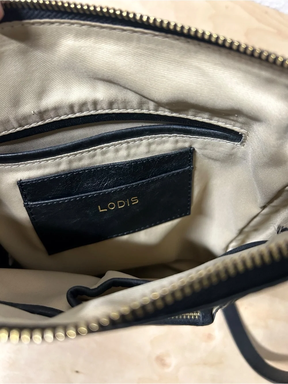 Vintage Lodis Black Smooth Genuine Leather Crossbody Bag